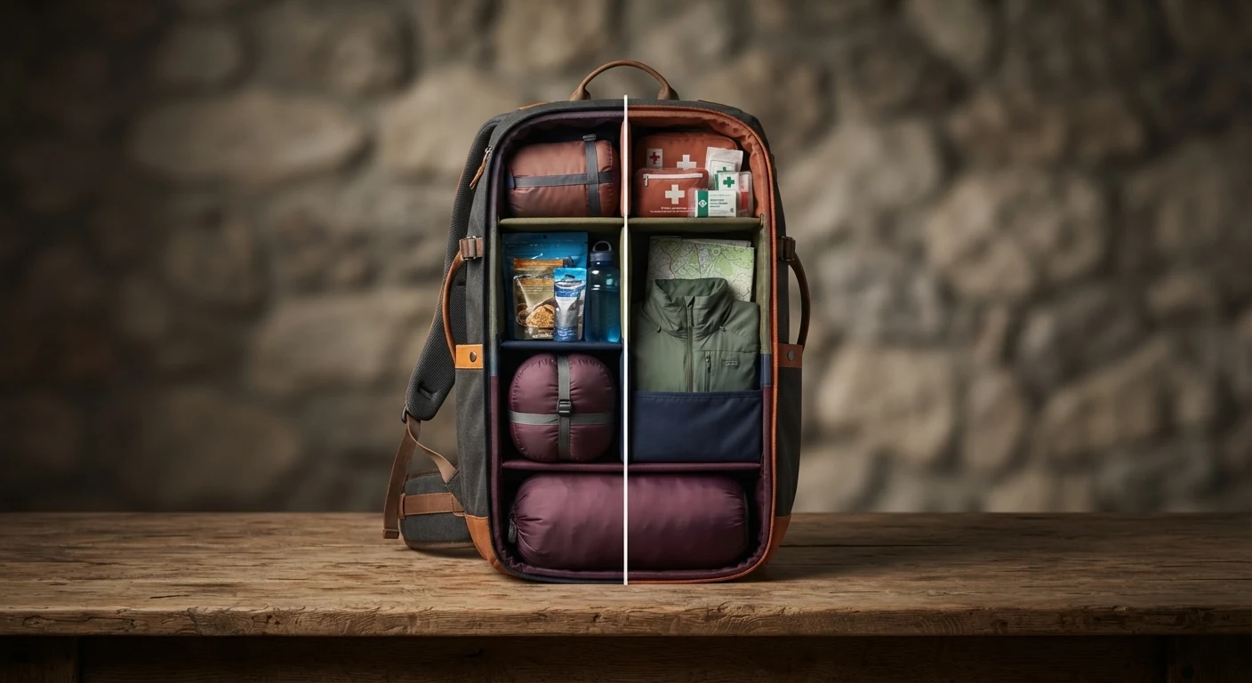 Guide visuel du remplissage et de la répartition des charges dans un sac de 40-50L